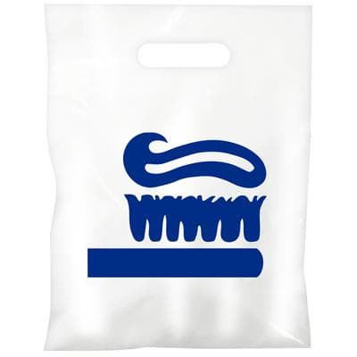 Economy Supply Bags, 9" W x 13" H, Toothbrush with Paste Design, White with Reflex Blue, 100/Pkg - Economy Supply Bags – 9" W x 13" H, 100/Pkg - Toothbrush w/Paste - Image 1