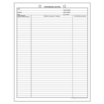 Progress Notes Forms, 8-1/2" W x 11" H, 2-Sided, 2-Hole Punched, 100/Pkg - Progress Notes, 8-1/2" W x 11" H, 100/Pkg - Form - Image 1