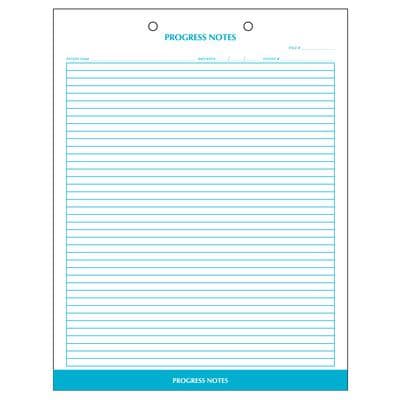 Progress Notes Form, Process Blue, 8-1/2" W x 11" H, 2-Sided, 2-Hole Punched, 100/Pkg - Progress Notes, Process Blue, 8-1/2" W x 11" H, 100/Pkg - Form - Image 1