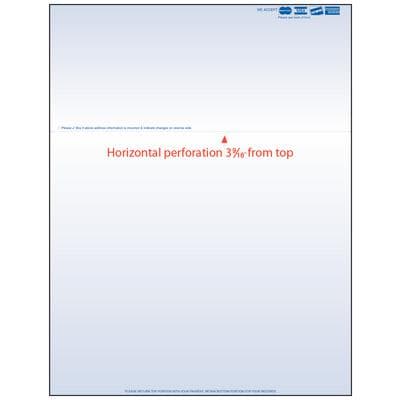 Laser Statement Paper, 8.5" x 11", 24 lb White, Blue with Credit Card Logos (Visa, MasterCard, Discover, American Express), 500/Pkg - Laser Statement Paper – With or Without Credit Card Logos, 8 1/2" W x 11" H, 500/Pkg - Blue with Visa, MasterCard, Discover Card and American Express Logos - Image 1