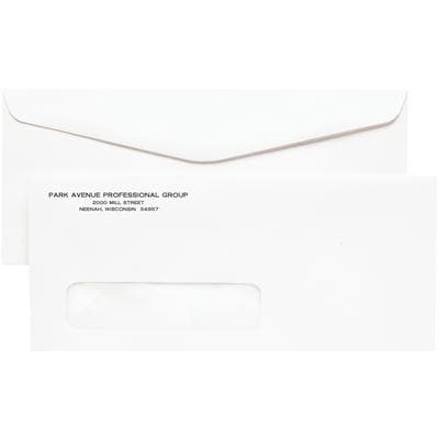 #10 Single Window Personalized Envelopes, 9-1/2" W x 4-1/8" H, Gummed-Flap, White, 500/Pkg - #10 Single Window Personalized Envelopes , 9-1/2 W x 4-1/8 H, 500/Pkg - Gummed-Flap, White - Image 1