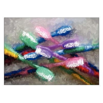 Reminder (DDS) 4-Up Laser Postcards, Impressionists Toothbrushes, 5-1/2" W x 4-1/4" H, 100/Pkg - Reminder (DDS) 4-Up Laser Postcards, 100/Pkg - Impressionists Toothbrushes, 5-1/2" W x 4-1/4" H - Image 1