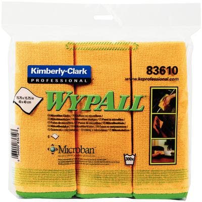 Wypall Microfiber Cloths with Microban Protection, General Purpose, Yellow, 15-3/4" x 15-3/4", 6/Pkg, KCC83610 - Wypall Microfiber Cloths With Microban Protection, 15-3/4" x 15-3/4", 6/Pkg - General Purpose Cloth - Image 1