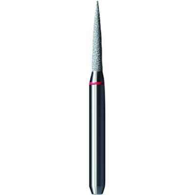 Shofu Pro-Cut Diamond Burs – FG, Fine Grit, Red Ring, Flame Shape, 1.2 mm Diameter, 7.6 mm Length, 5/Pkg, # D134F - Pro-Cut Diamond Burs – FG, Fine, Red, Flame, 5/Pkg - # D134F, 1.2 mm Diameter, 7.6 mm Length - Image 1