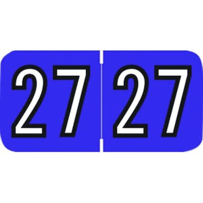 2027 Amerifile Aging Labels, 1 1/2" W x 3/4" H, Purple/White, 500/Roll - 2027 Amerifile Aging Labels – 1 1/2" W x 3/4" H, 500/Roll - Purple/White - Image 1