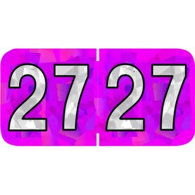 2027 Holographic Aging Labels, 1 1/2" W x 3/4" H, Fuchsia, 500/Roll - 2027 Holographic Aging Labels – 1 1/2" W x 3/4" H, 500/Roll - Fuchsia - Image 1