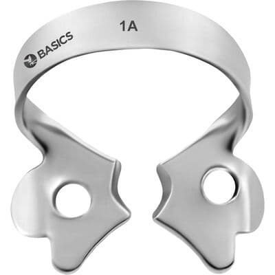 TBS BASICS Rubber Dam Clamp, Small, #1A, for Upper and Lower Bicuspids and Cuspids, 1/Pkg - TBS BASICS Rubber Dam Clamp – Small - # 1A, For Upper and Lower Bicuspids and Cuspids - Image 1