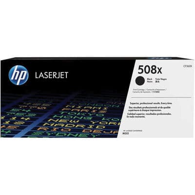 HP 508X (CF360X) High Yield Black Toner Cartridge, 12,500 Page Yield, for LaserJet M553/M577 Series - HP Laserjet Toner Cartridge – M553x, M553dn, M553n, M553dh, MFP M577dh, M577dn, M577f, MFP M577Z - HP® 508X (CF360X) Black Toner, 12,500 Page Yield - Image 1