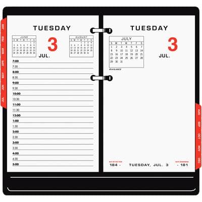 17-Style Daily Desk Calendar Refills, 2-Color, With Monthly Tabs, 3-1/2" x 6" Page, AAG E017-50 - 17-Style Daily Desk Calendar Refills - 2 Color, With Monthly Tabs - Image 1