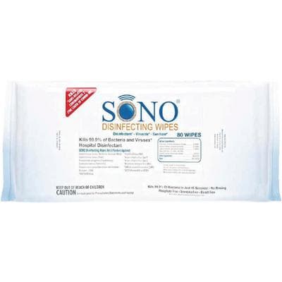 Sono Disinfecting Wipes, 7" x 8", 80/Pkg, Soft Pack - SONO Disinfecting Wipes - Soft Pack - Image 1
