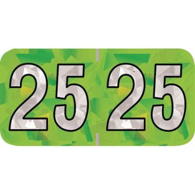 2025 Yearly Aging Labels, Holographic Series, Lime, 1-1/2" x 3/4", 500/Roll - 2025 Yearly Aging Labels - Holographic Series - 500/Roll - 2025, Lime, 500/Roll - Image 1