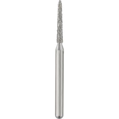 Patterson® Disposable Diamond Bur, FG, Medium Grit, Blue Ring, Curettage Bevel End, 1.2 mm Diameter, 8.0 mm Length, 25/Pkg, #878K-012M - Patterson® Disposable Diamonds – FG, Medium, Blue, Curettage Bevel End, 25/Pkg - # 878K-012M, 1.2 mm Diameter, 8.0 mm Length - Image 1