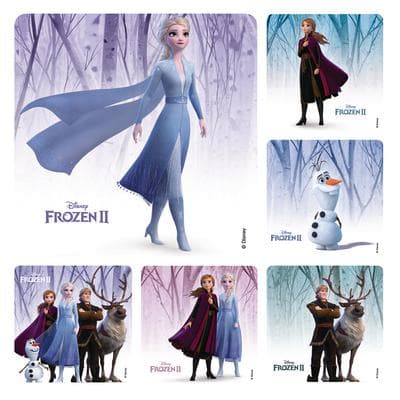 Movie Licensed Stickers, Frozen 2, 2-1/2" W x 2-1/2" H, 6 Designs/Roll, 100/Roll - Movie Licensed Stickers, 2-1/2 W x 2-1/2 H, 6 Designs/Roll, 100/Roll - Frozen 2 - Image 1