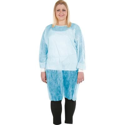 SafeBasics Isolation Gown, Regular, Blue, Nonsterile, Knit Cuff, Neck & Waist Ties, 10/Pkg - SafeBasics Isolation Gowns - Regular, Blue, 10/Pkg - SafeBasics Isolation Gowns - Regular, Blue, 10/Pkg - Image 1