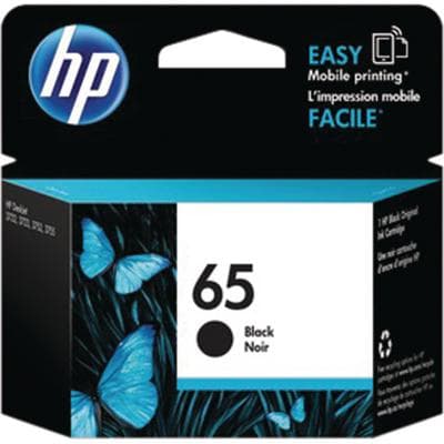 HP 65 Black Ink Cartridge (N9K02AN) for Deskjet 3723, 3752, 3755 - Hewlett-Packard Deskjet - 3723, 3752, 3755 - Black Cartridge - Image 1