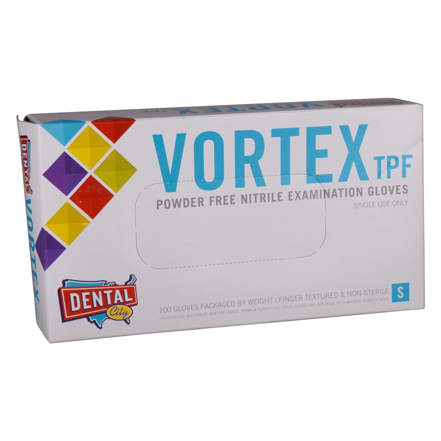 Dental City Vortex TPF Nitrile Powder Free Examination Gloves, X-Small, Blue, 100/Box - Dental City - Vortex TPF Nitrile Powder Free Examination Gloves 100/Box - Image 1