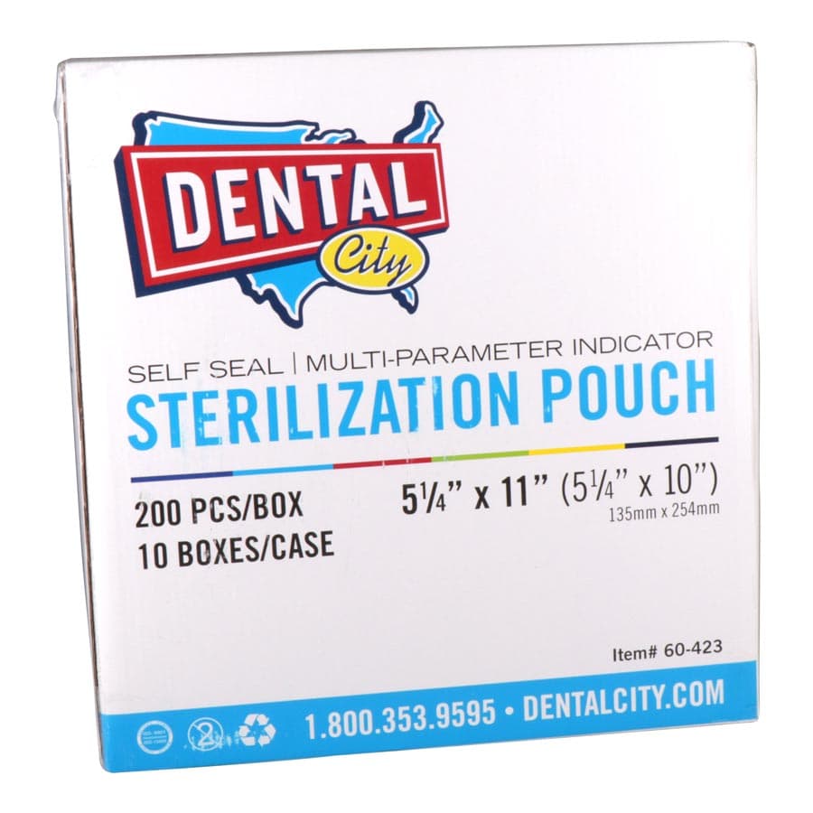 Dental City Self-Sealing Sterilization Pouches, 5.25" x 10", 200/Box - Dental City - Dental Self-Sealing Sterilization Pouches 200/Box - Image 1