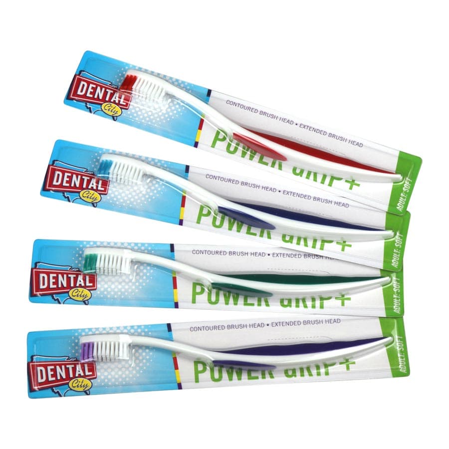 Dental City Power Grip+ Soft Toothbrush, Compact Head, 72/Case, 15267 - Dental City - Power Grip Plus Toothbrushes - Image 1