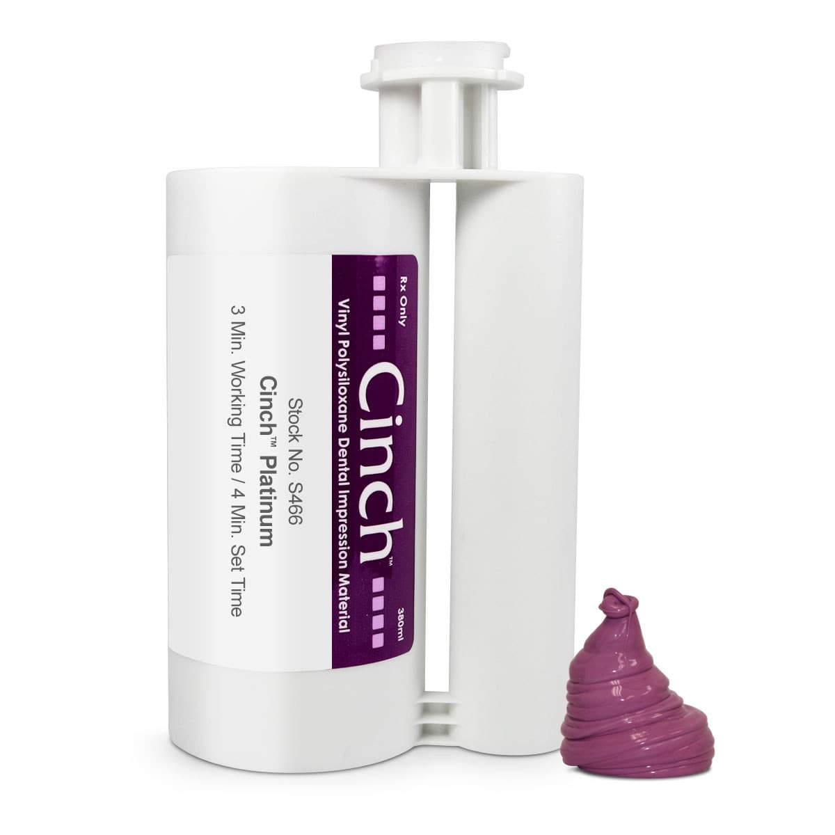 Cinch Super Cartridge Medium Platinum VPS Impression Material, 380ml Cartridge, S466 - Cinch Super Cartridge Medium Platinum 380ml, S466 - Image 1