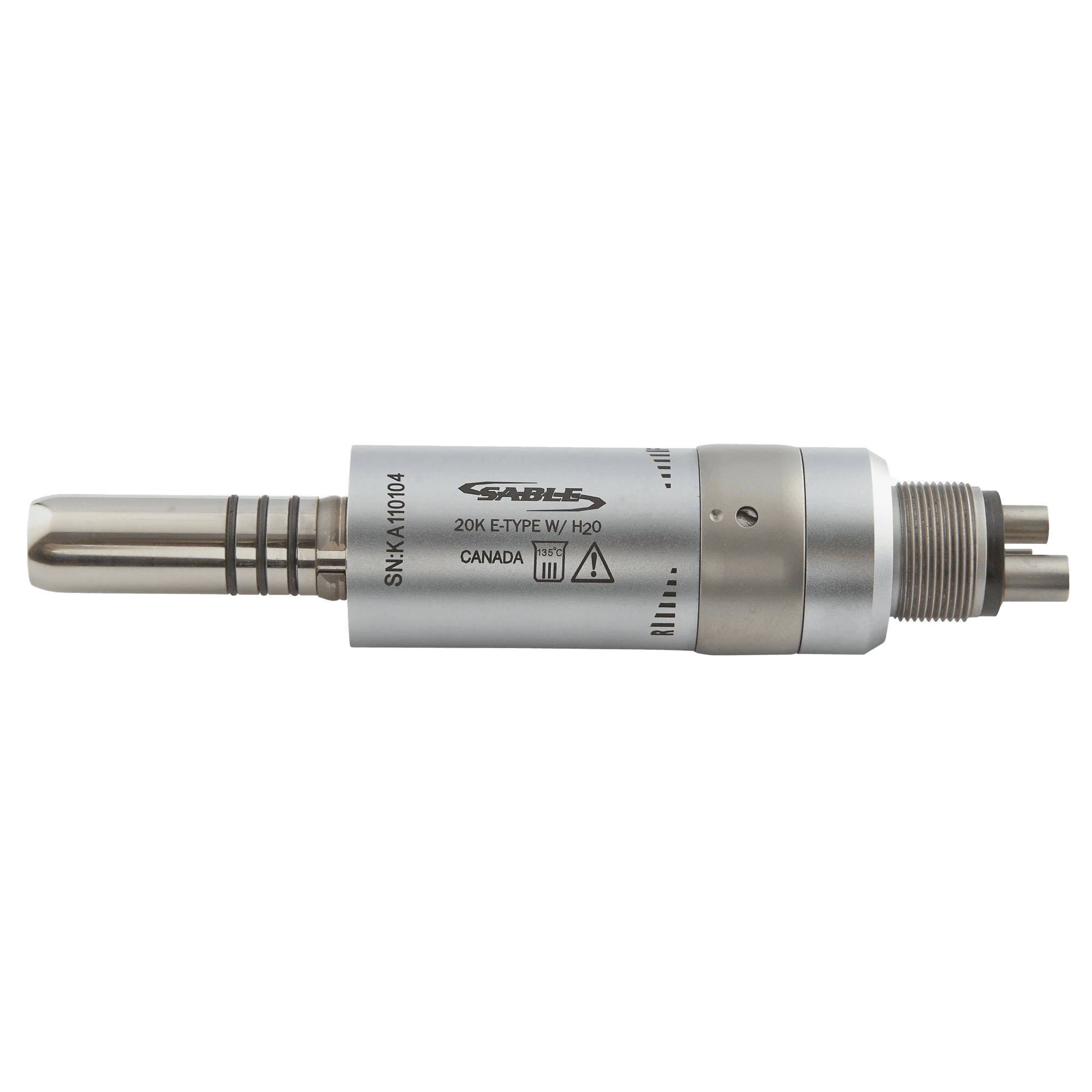 Sable Industries 20K Air Motor with Internal Air & Water, 20,000 RPM, ISO E-Type, 4-Hole, Compatible with Kavo 181H (Model #181H, OEM P/N 535-5200) - SABLE 20K Air Motor With Internal Air & Water, 20,000RPM - ISO E-type - Image 1