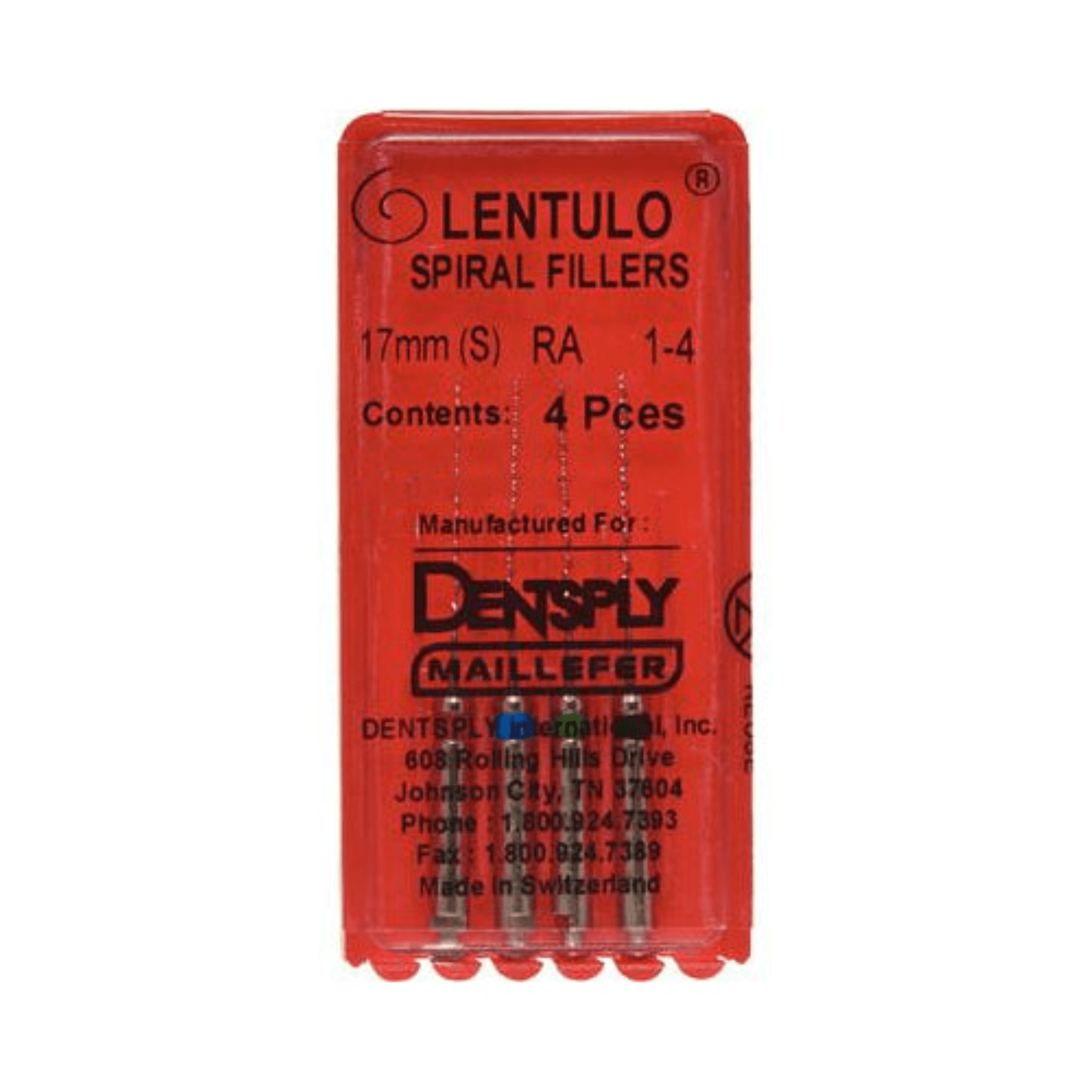 Dentsply Handy-Lentulo Paste Carriers, Stainless Steel, Sizes #1-4, 17mm, 4/Pk - Dentsply - Handy-Lentulo Paste Carriers SS #1-4 17mm 4/Pk - Image 1