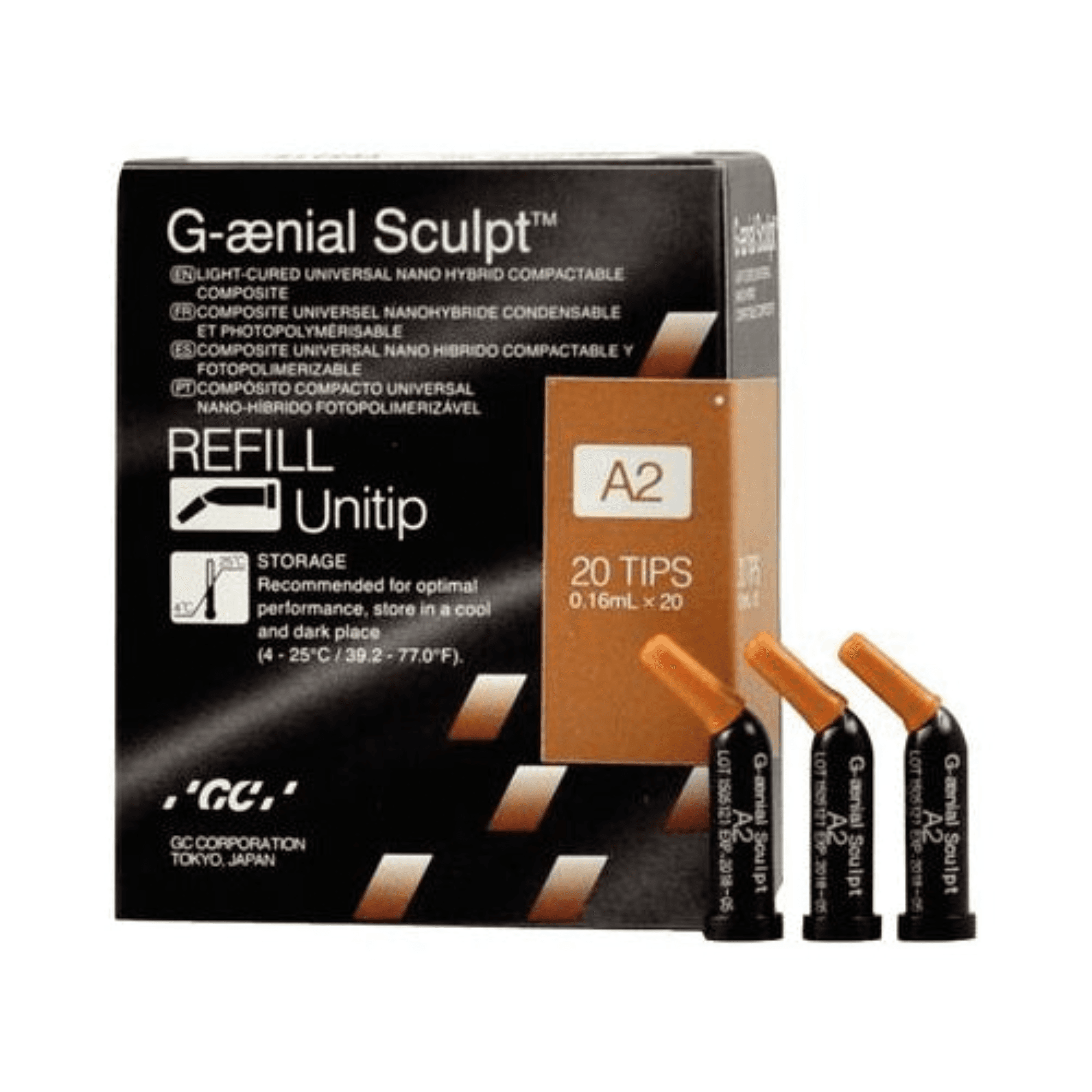 GC G-aenial Sculpt Unitip Refill Anterior Syringe Tips, Shade A2, 20/Pk - G-aenial Sculpt Unitip Refill Anterior 20/Pk A2 - Image 1