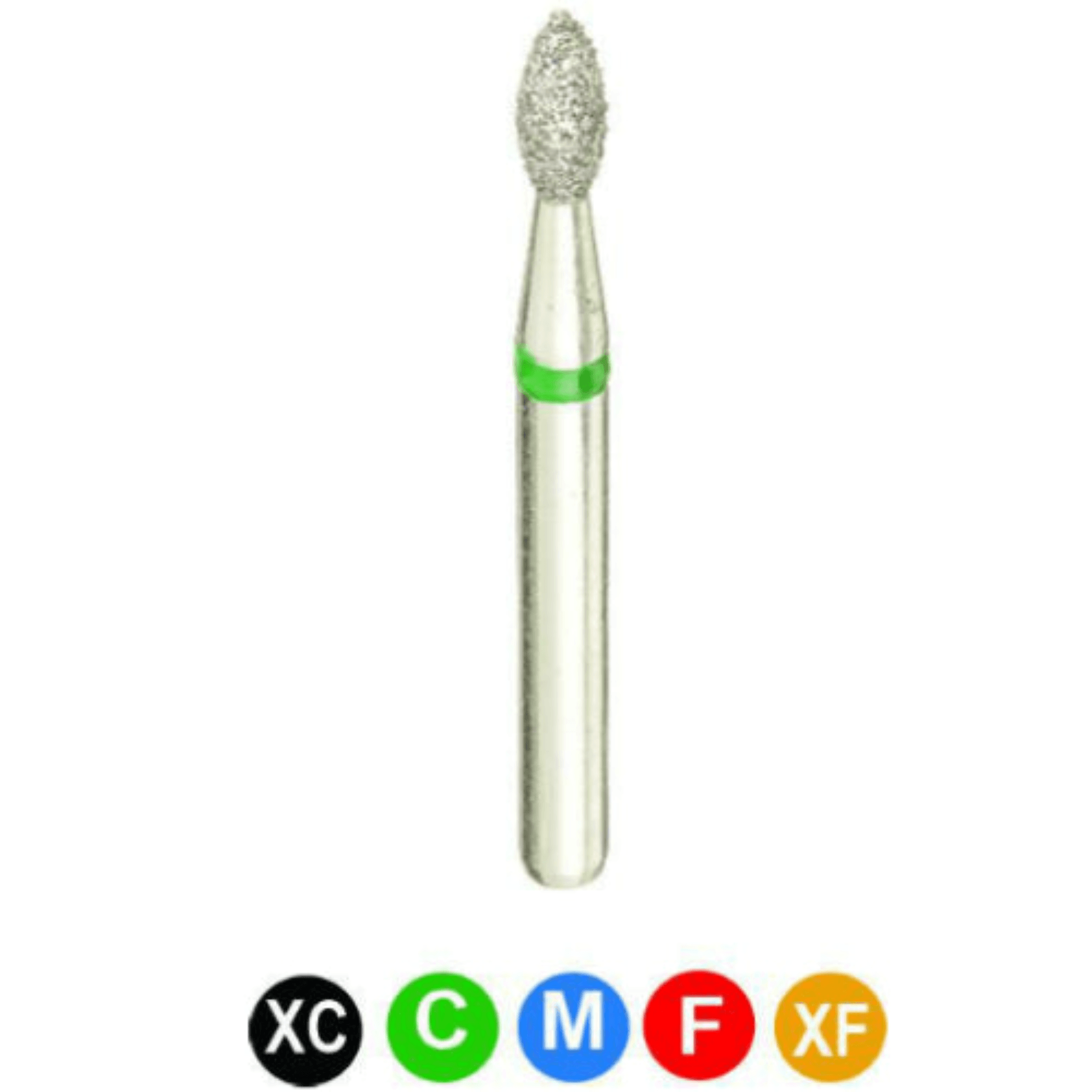 Crosstech Diamond Burs, FG, Pointed Football, Coarse, Green, 1.6 mm, 368-016C, 5/Pk, A17SC - Diamond Burs, FG, Pointed Football, Coarse, Green, 1.6 mm, 368-016C, 5/Pk, A17SC - Image 1