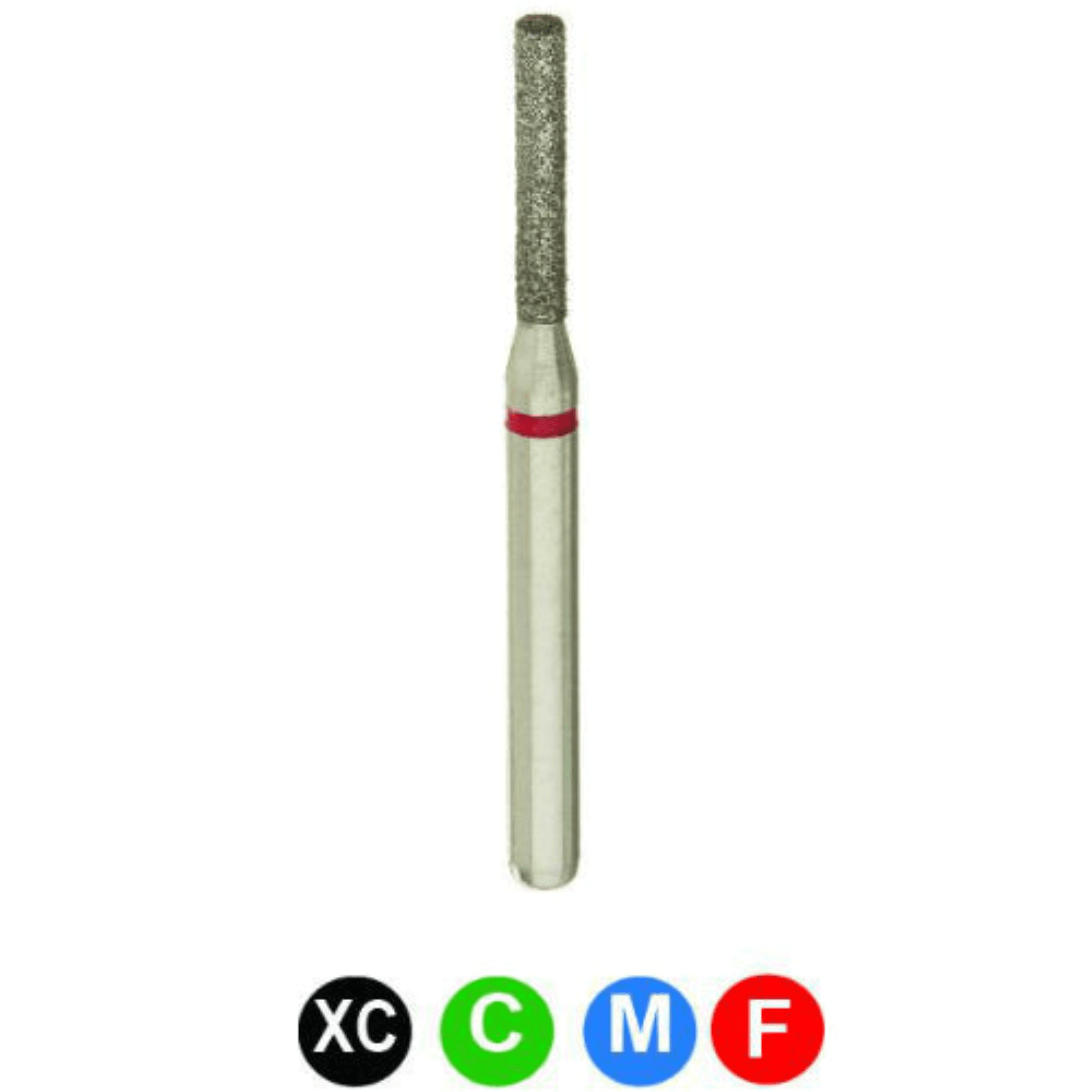 CrossTech Diamond Burs, FG, Flat End Cylinder, Fine Grit, Red Ring, 1.2 mm, 837-012F, 5/Pk - Diamond Burs, FG, Flat End Cylinder, Fine, Red, 1.2 mm, 837-012F, 5/Pk, B1SF - Image 1