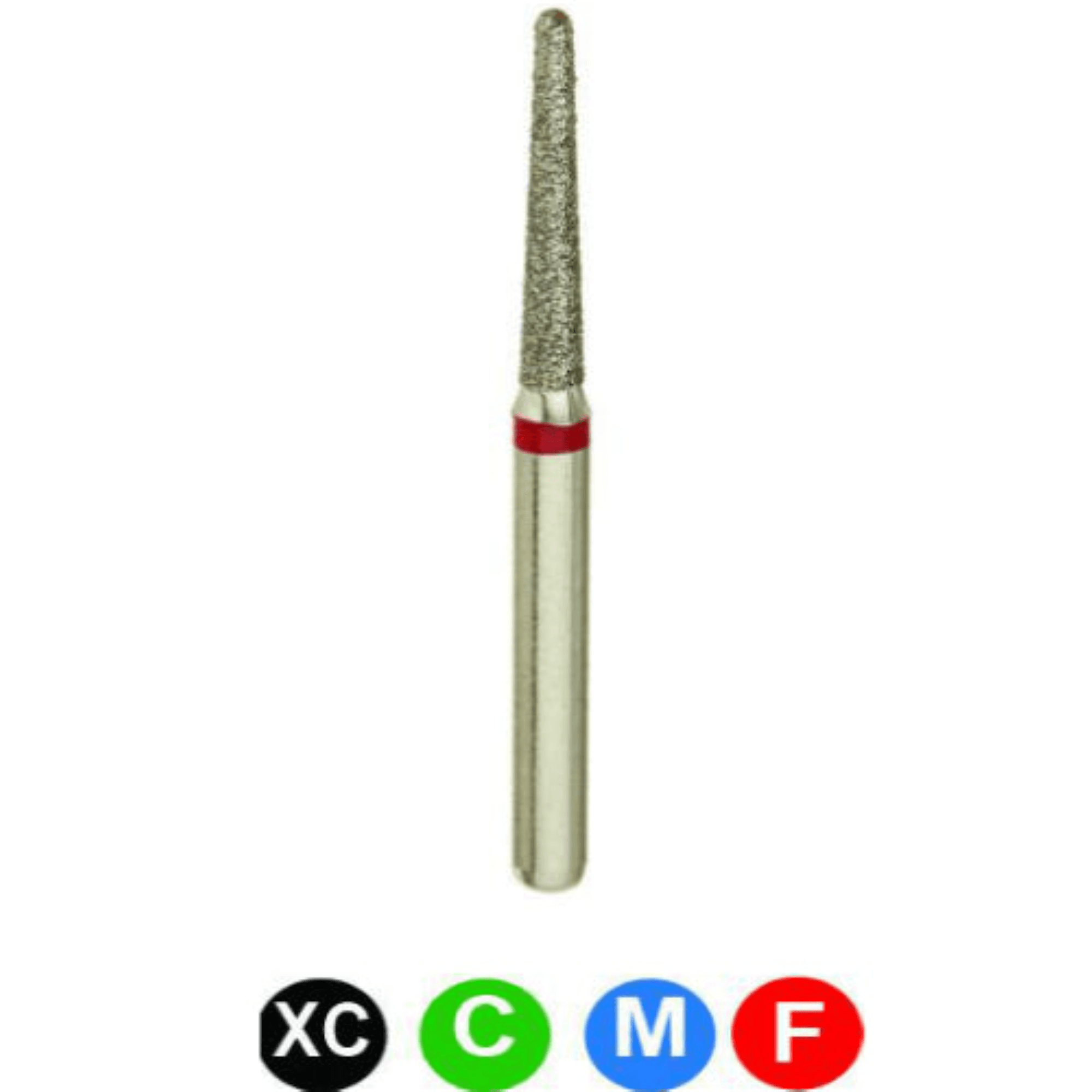 Crosstech FG Long Round End Taper Diamond Bur, Fine Grit, Red Ring, 1.4 mm, 856L-014F, 5/Pk - Diamond Burs, FG, Long Round End Taper, Fine, Red, 1.4 mm, 856L-014F, 5/Pk, C3SSF - Image 1