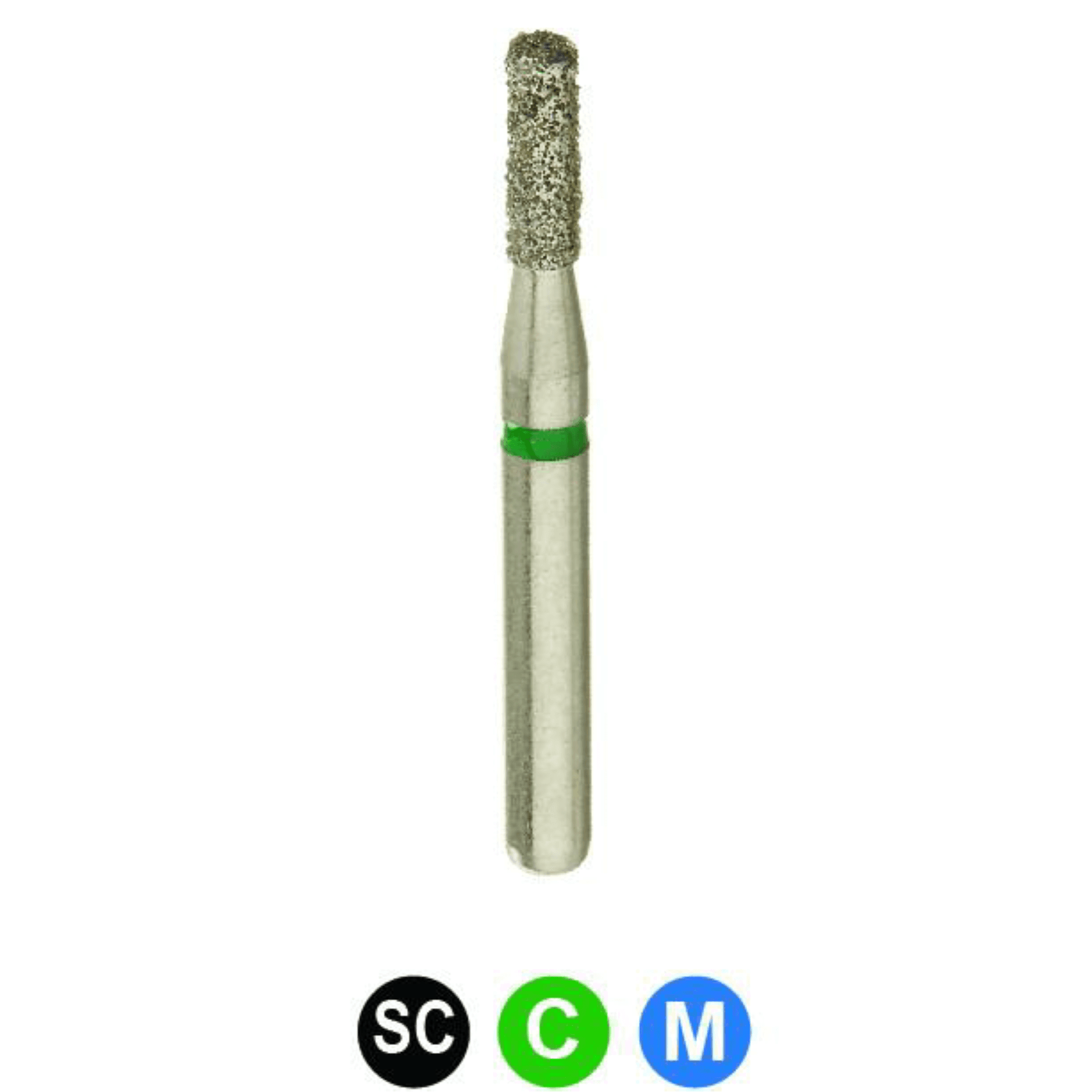 CrossTech Diamond Burs, FGSS, Flat End Cylinder, Coarse, Green, 1.2 mm, S835-012C, 5/Pk, MA13C - Diamond Burs, FGSS, Flat End Cylinder, Coarse, Green, 1.2 mm, S835-012C, 5/Pk, MA13C - Image 1