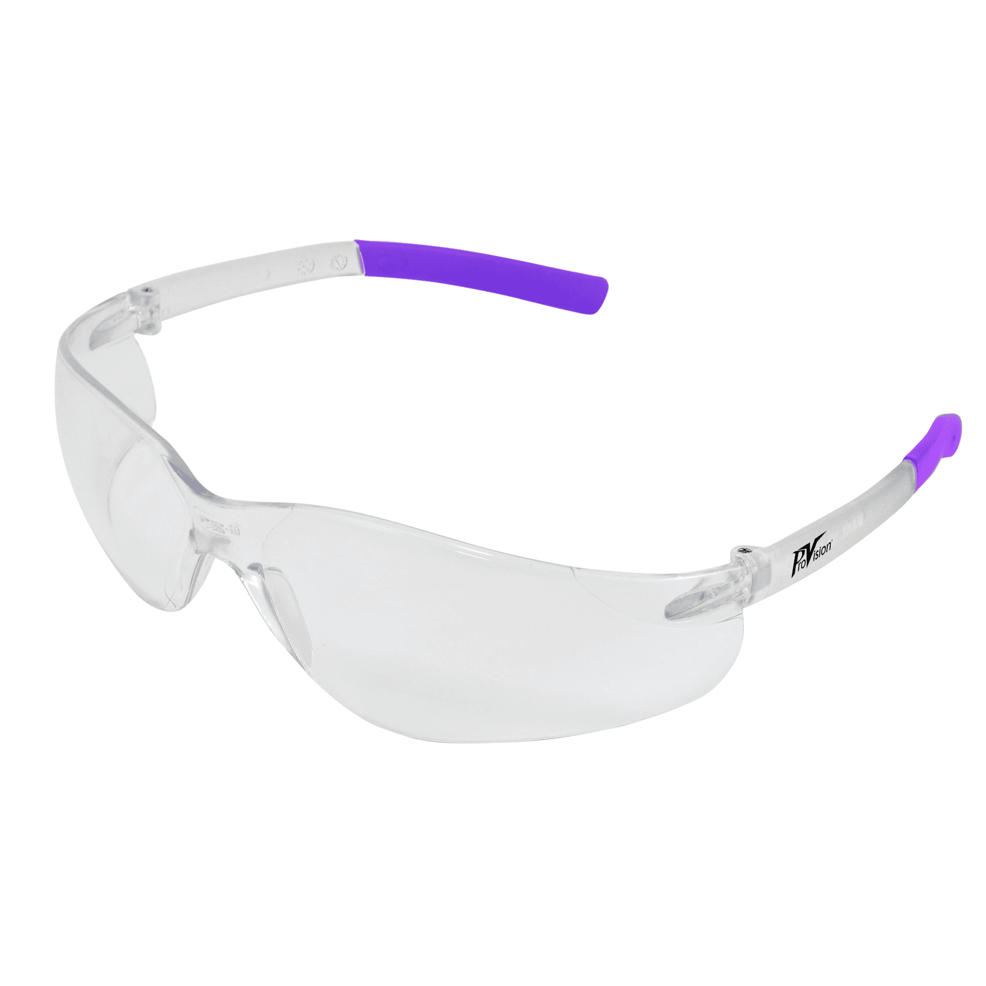 ProVision Clarity Safety Eyewear, Clear Frame/Clear Lens/Lavender Tips, 1 Each, 3605L - ProVision Clarity Clear/Lavender Each - Image 1