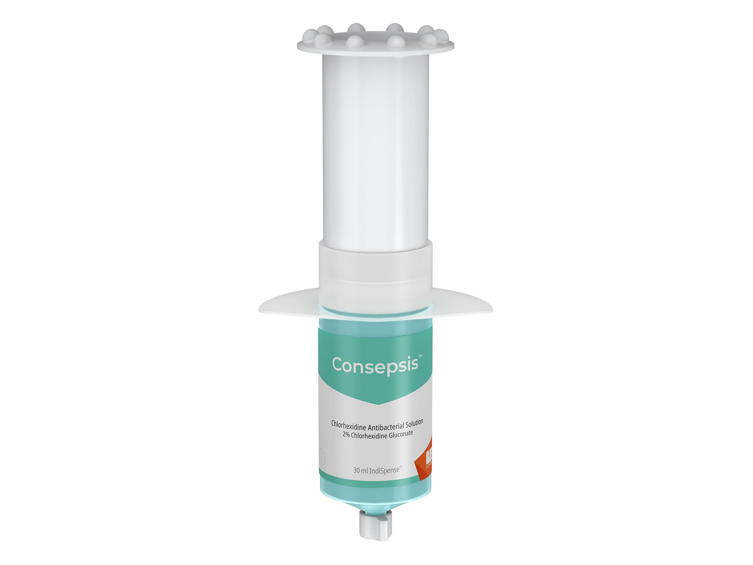 Consepsis 2.0% Chlorhexidine Gluconate Antibacterial Solution, 30 ml IndiSpense Syringe (Ultradent) - Consepsis - Image 1