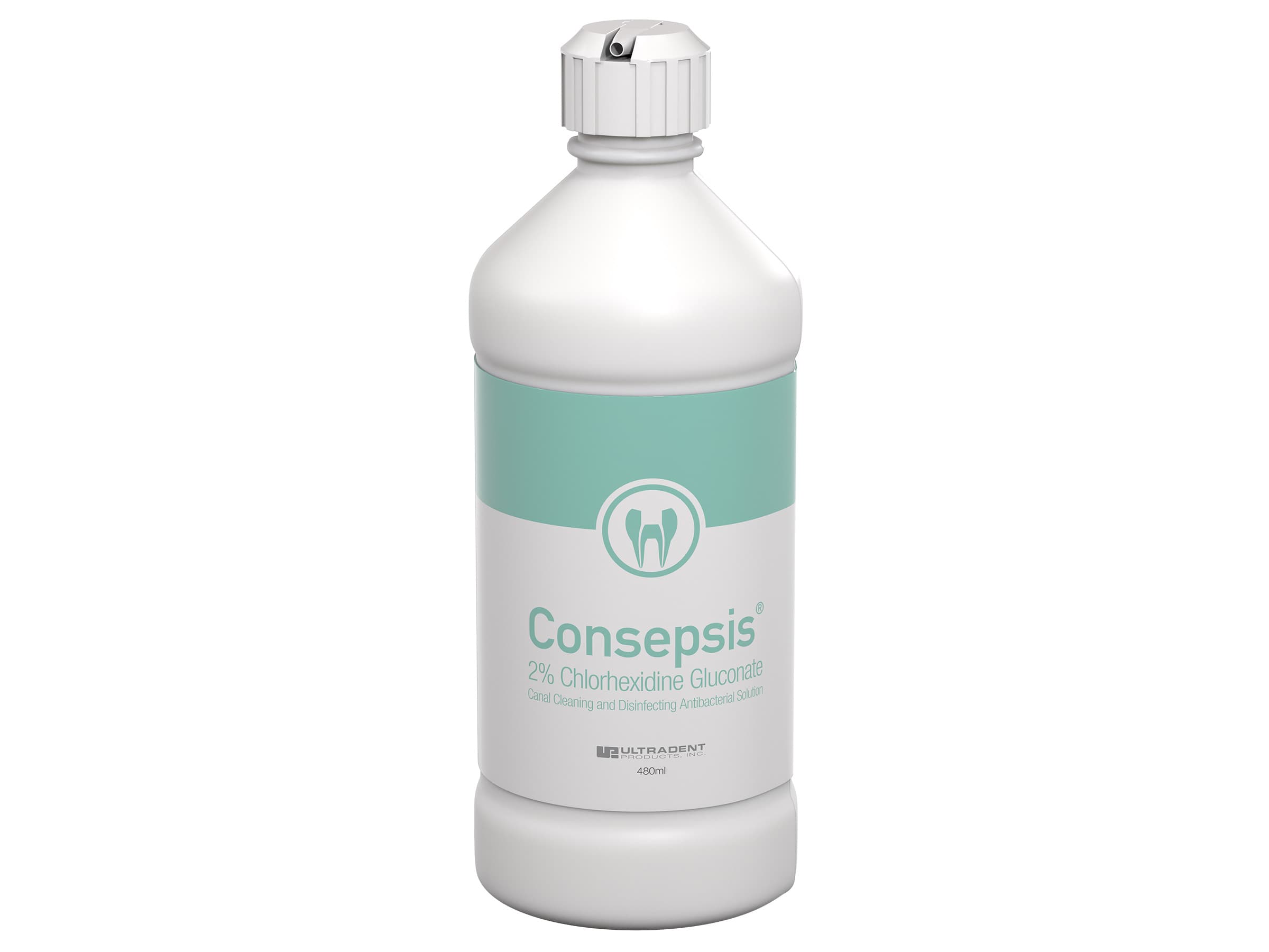 Ultradent Consepsis 2.0% Chlorhexidine Gluconate Antibacterial Solution, 480 ml Bottle - Consepsis - Image 1