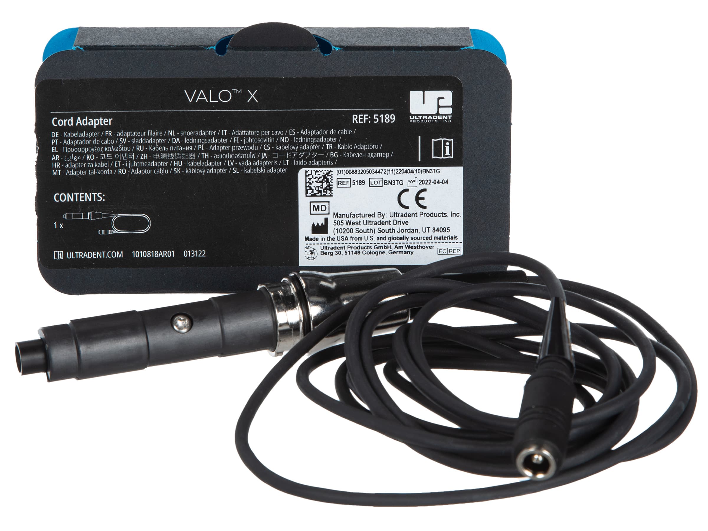 Ultradent VALO X / XG / XS Assembled Cord (for VALO X Power Supply) - VALO X / XG / XS Assembled Cord - Image 1