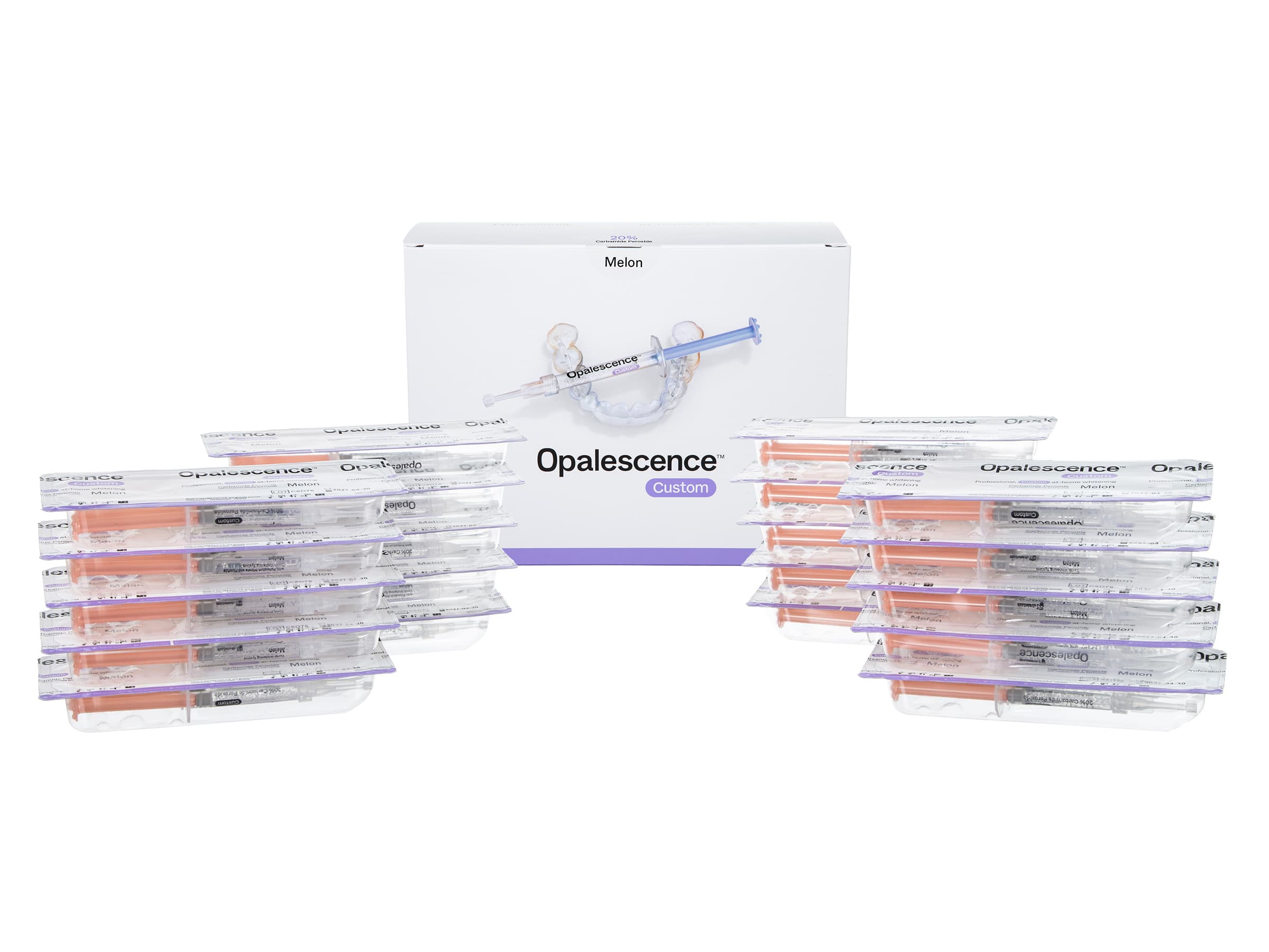 Opalescence Custom 20% Carbamide Peroxide Whitening Gel Syringes, Melon Flavor, 1.2 ml, 40 Syringes (20 Blister Packs of 2) - Opalescence Custom - Image 1