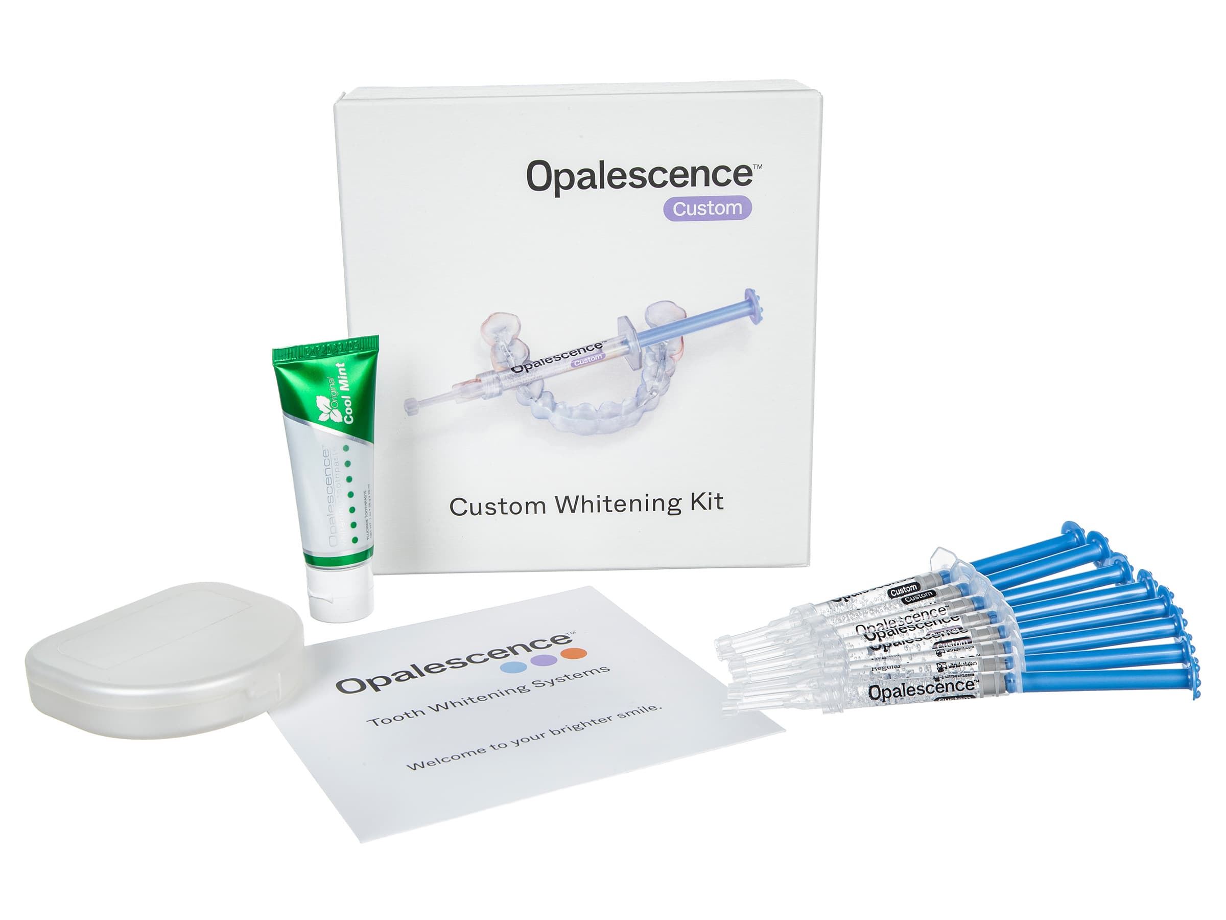 Opalescence Custom Take-Home Whitening Kit, 20% Regular, 8 x 1.2 ml Syringes with Whitening Toothpaste, Tray Case, and Shade Guide - Opalescence Custom - Image 1
