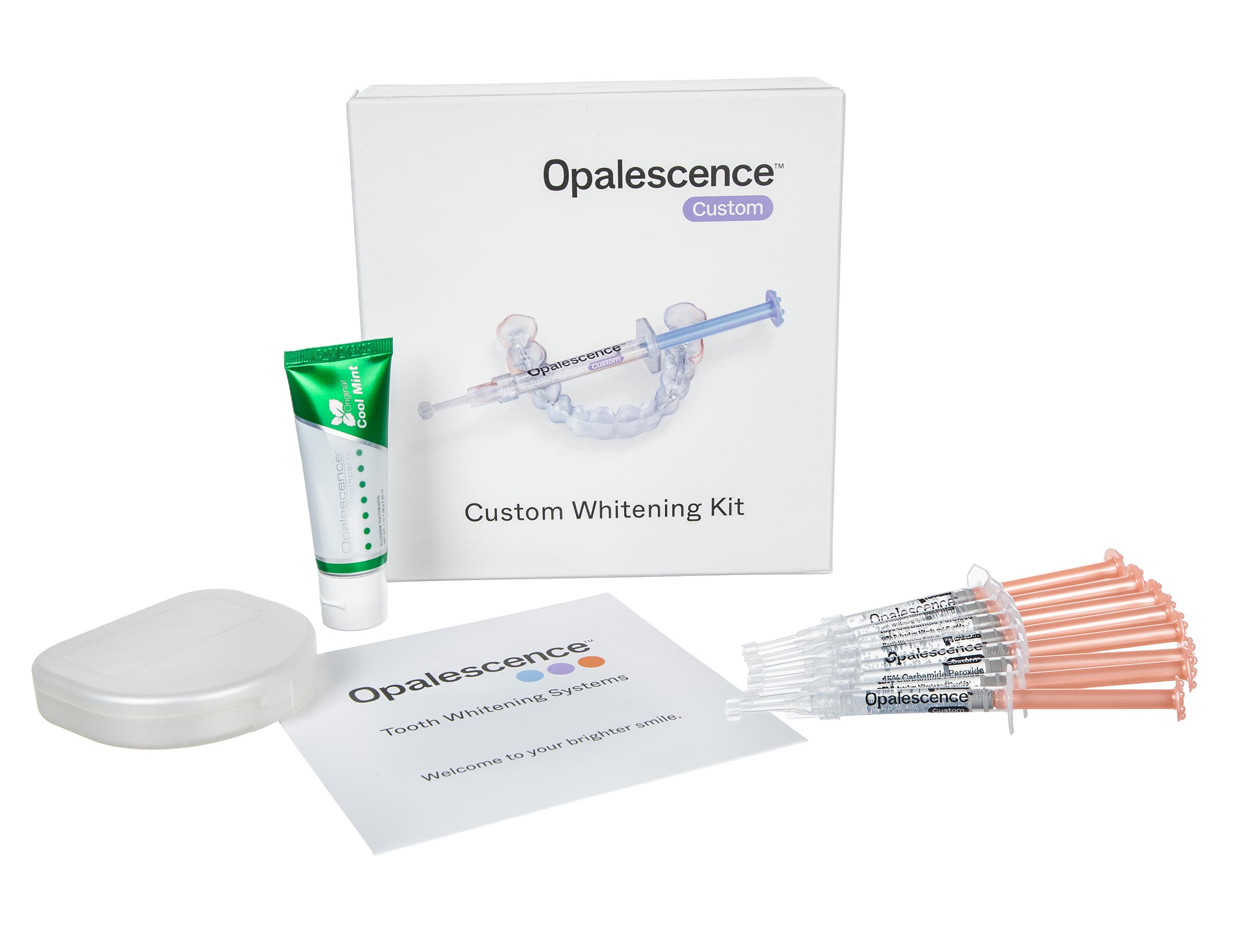 Opalescence Custom Take-Home Whitening Kit, 15% Melon, 8 x 1.2 ml Syringes with Toothpaste, Tray Case, and Shade Guide - Opalescence Custom - Image 1