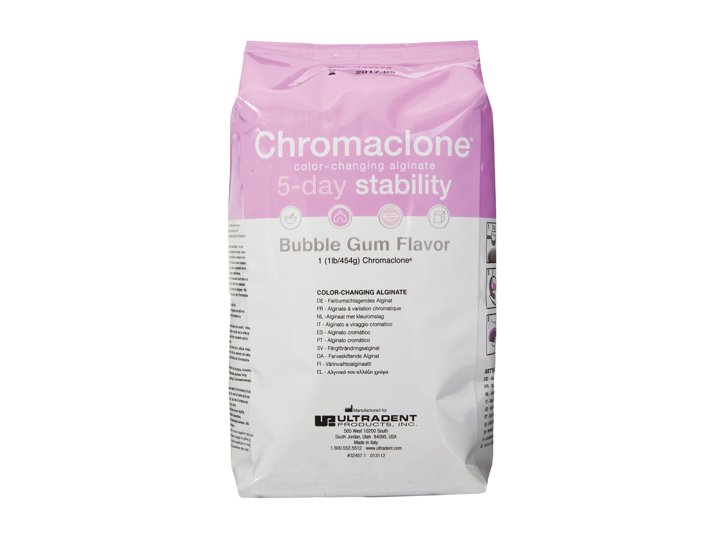 Ultradent Chromaclone 5-Day Alginate Impression Material, Bubble Gum Flavor, 1 lb Bag - Chromaclone 5-day - Image 1