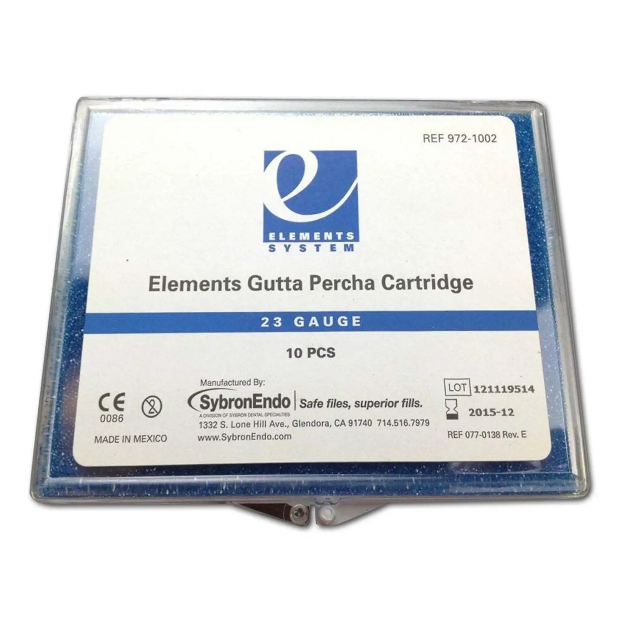 Kerr Elements Gutta-Percha Cartridges, 23 Ga, Medium Body, Silver, 10/Pk, 972-1002 - Elements Gutta Percha Cartridges, 23 Ga, Medium Body, Silver, 10/Pk, 972-1002 - Image 1