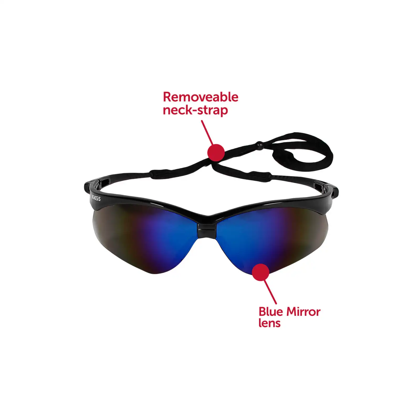 Halyard Nemesis V30 Safety Eyewear, Blue Mirror Lens, Black Frame, ANSI Z87.1+ - Nemesis V30 Safety Eyewear Blue Mirror Lens/Black Frame - Image 1