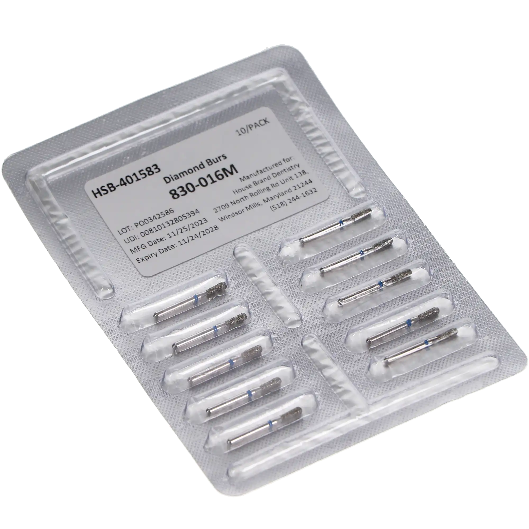 HSB Pear Diamond Burs, 830-016M, 10/Pk - HSB - Pear Diamonds 830-016M 10/Pk - Image 1