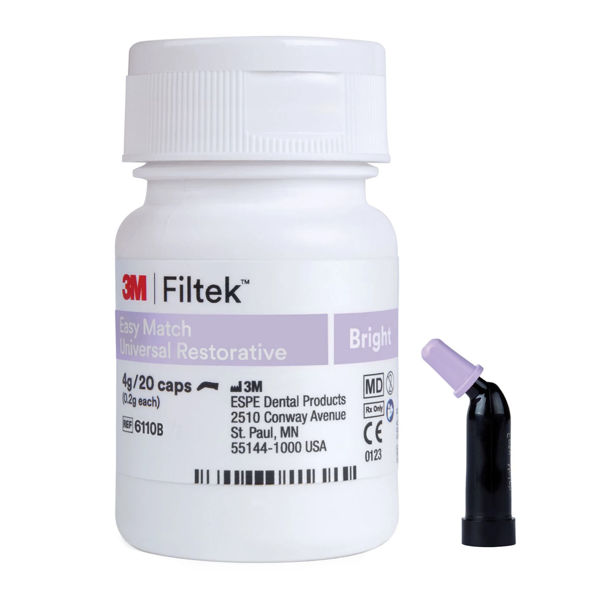 3M Solventum Filtek Easy Match Universal Restorative, Bright Shade, 0.2 g Capsules, 20/Pk, 6110B - Filtek Easy Match Universal Restorative 0.2g Capsule 20/Pk Bright (6110B) - Image 1