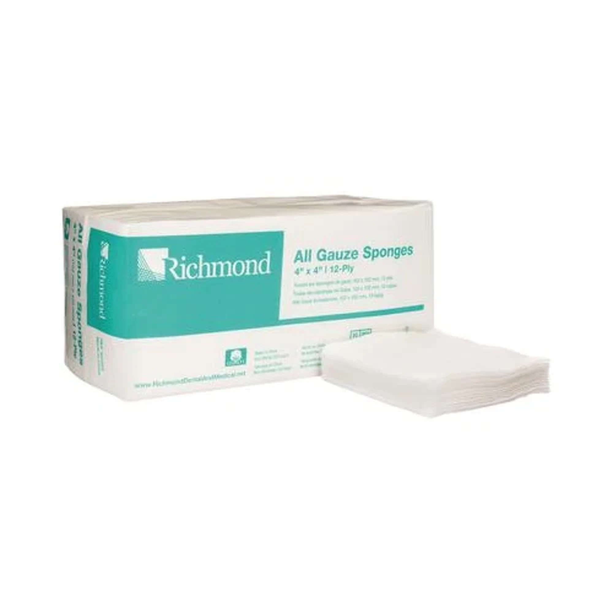 Richmond Dental All Gauze Sponge, 2" x 2", 12-Ply, Non-Sterile, 200/Sleeve, 300420 - All Gauze Sponge, 2" x 2", 12-Ply, Non-Sterile, 200/slv, 300420 - Image 1