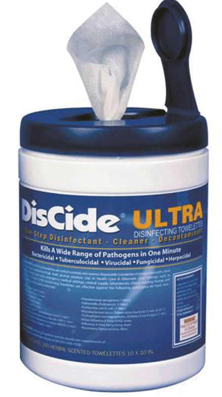Discide Ultra Disinfecting Wipes, Large, 160 Wipes/Can, Case of 12 Cans - Discide Ultra Wipes Large 160/Can (Case of 12) - Image 1