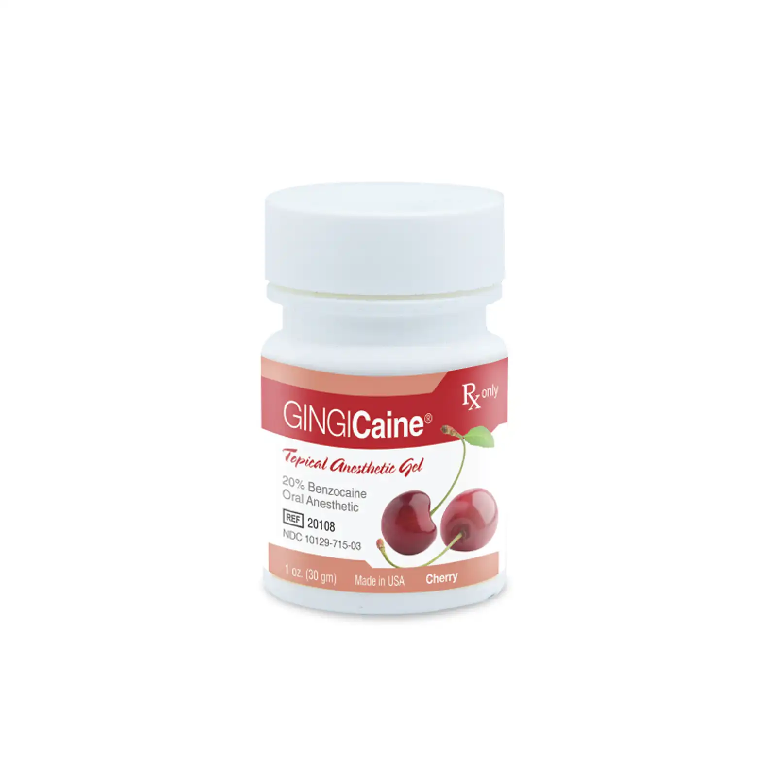 Gingicaine Topical Anesthetic Gel, 20% Benzocaine, 1 oz Jar, Cherry, 1/Pk - Gingicaine Topical Anesthetic Gel, 20% Benzocaine, 1 oz/Jar, Cherry, 1/Pk - Image 1