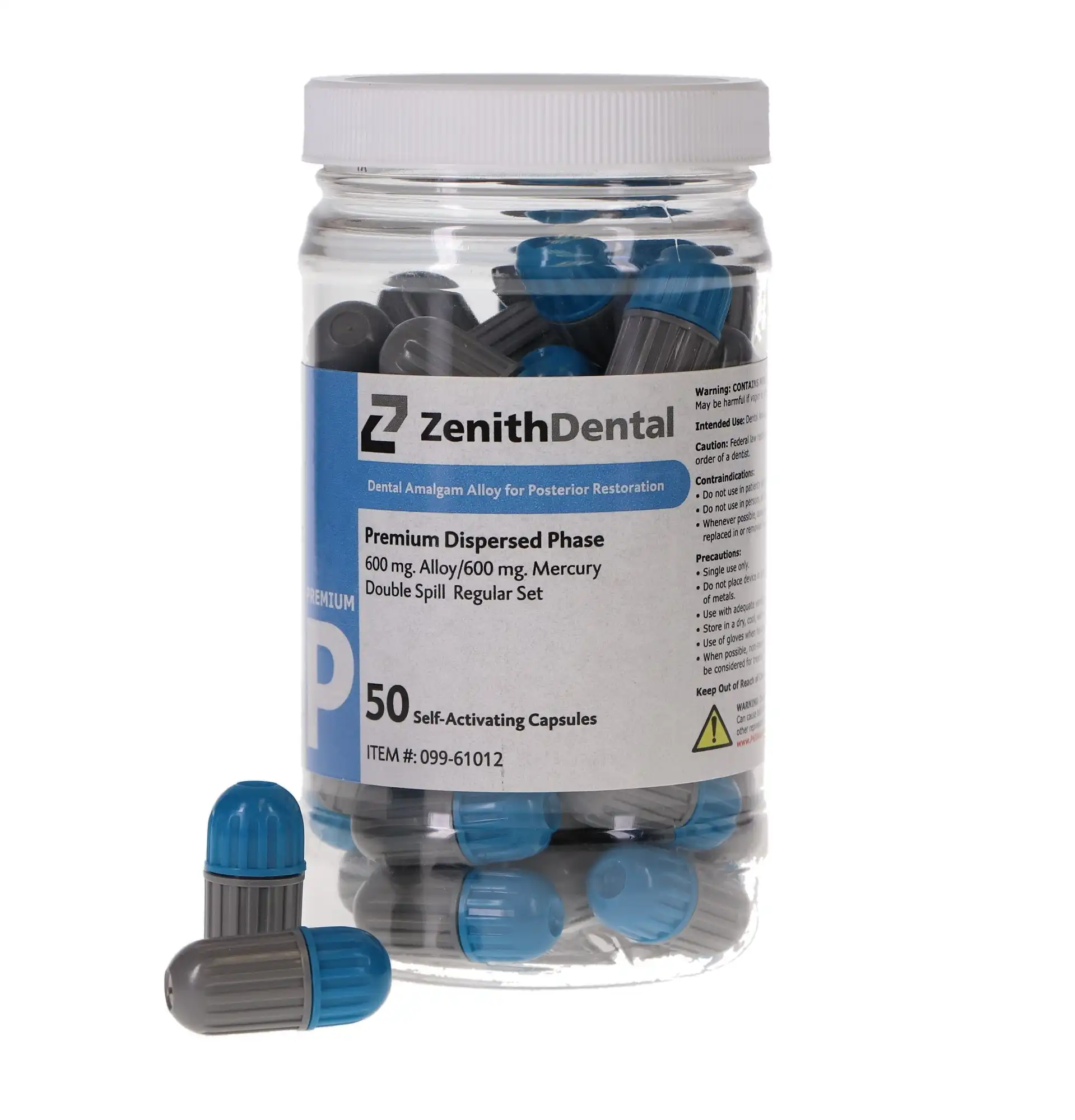 Zenith Premium Amalgam Capsules, 2 Spill, Regular Set, 50/Pk, 61012 - Zenith Premium Amalgam Capsules, 2 Spill, Regular Set, 50/Pk, 61012 - Image 1