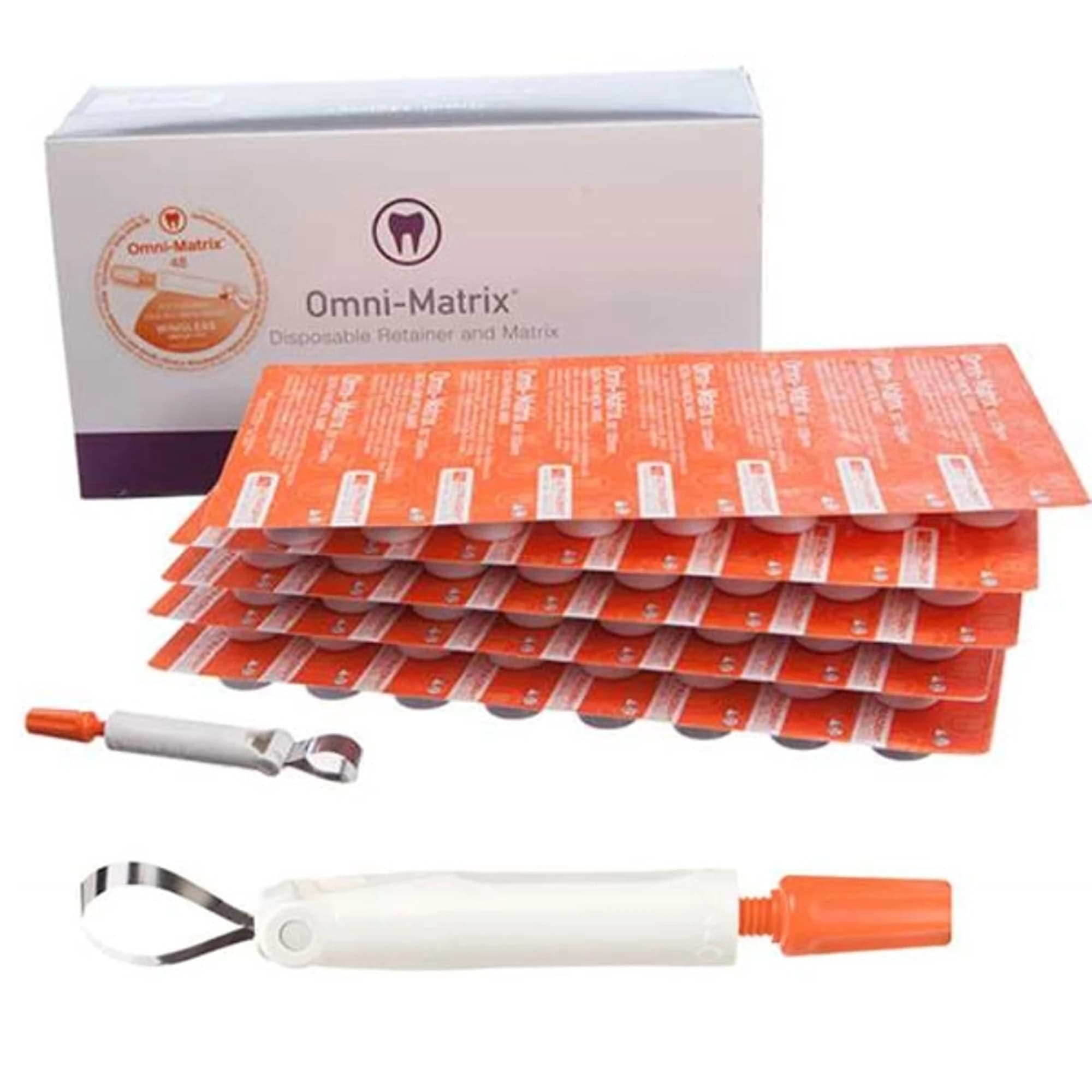 Omni-Matrix Original Disposable Retainer and Matrix, Wingless, 6.5 mm, .001" (.025 mm), Orange, 48/Pk - Omni-Matrix Original - Image 1