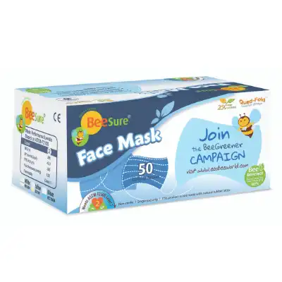 BeeSure Earloop Face Mask, ASTM Level 2, White, 50/Box, 2100W - BeeSure White Face Mask Level 2 50Bx - Image 1