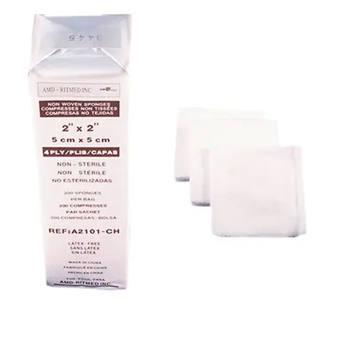 Medicom Ritmed Non-Woven Gauze Sponges, 2" x 2", 4-Ply, Non-Sterile, 4000/Case, 2102 - Ritmed Non-Woven Gauze Sponges, 2" x 2", 4000/Case, 2102 - Image 1