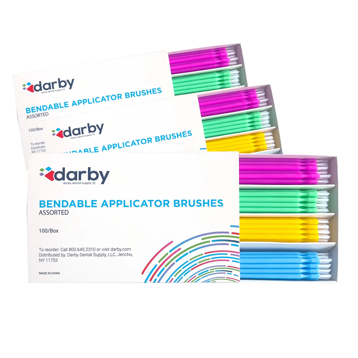 Darby Dental Bendable Applicator Brushes, Fine, White, 432/Pkg, 5256058 - Fine, 432/Pkg, White, 5256058 - Image 1